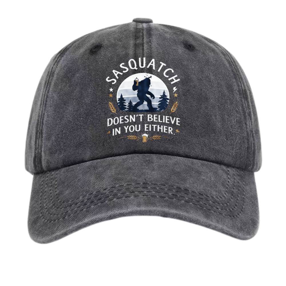 Sasquatch Doesn’t Believe In You Either Funny Bigfoot Vintage Adjustable Dad Hat