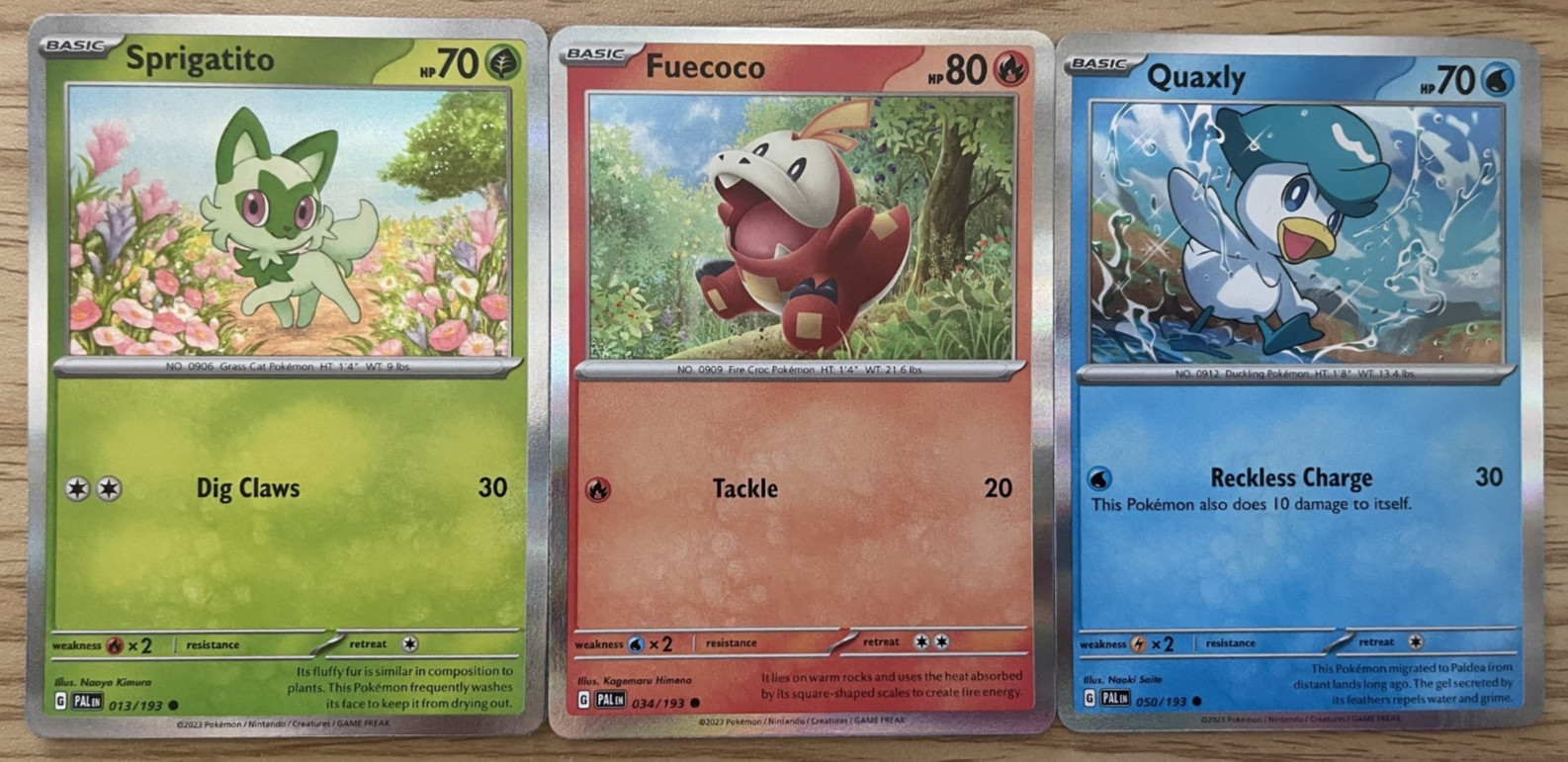 Pokemon Paldea Evolved Sprigatito 013 Fuecoco 034 Quaxly 050 Mirage Holo Set