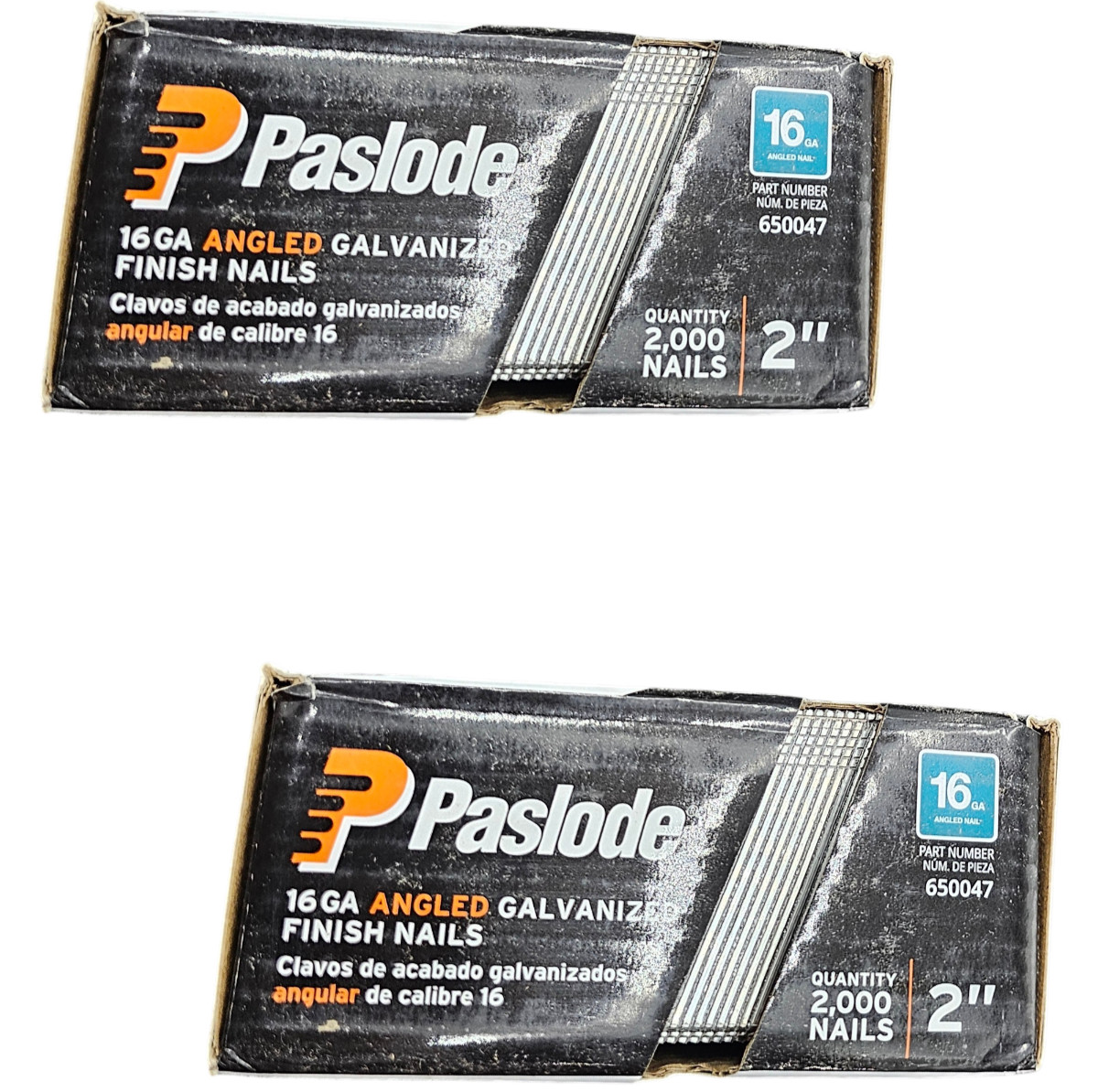(QTY 2) Paslode 650047 2 In. X 16-Gauge 2000PCS Galvanized Angled Finish Nail