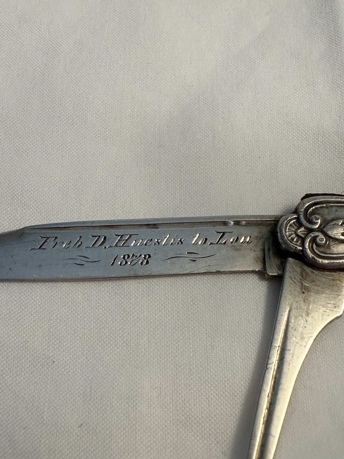 Rare 1878 Antique Silver Fruit Knife. NW  Railroad Pioneer Col. Fred D. Huestis