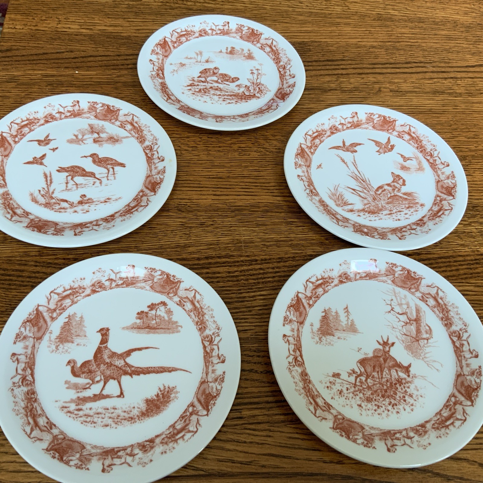 Set of 5 Vista Alegre For Mottahedeh Game 6” Bread Plates Scarce Set of 5 Vista Alegre For Mottahedeh Game 6” Bread Plates Scarce