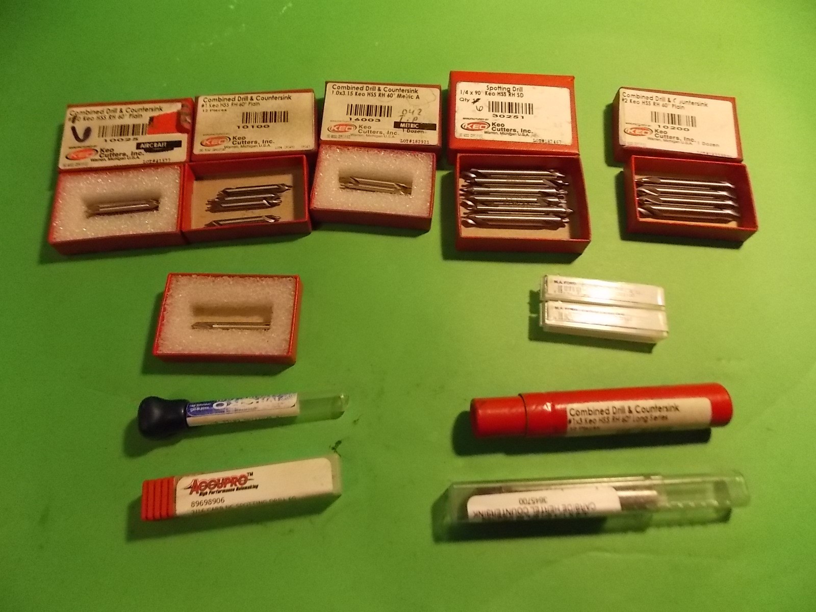 26-pc KEO  Combo Drill/Countersinks #1 #2 60° Accoppro Carbide Spotting Drill
