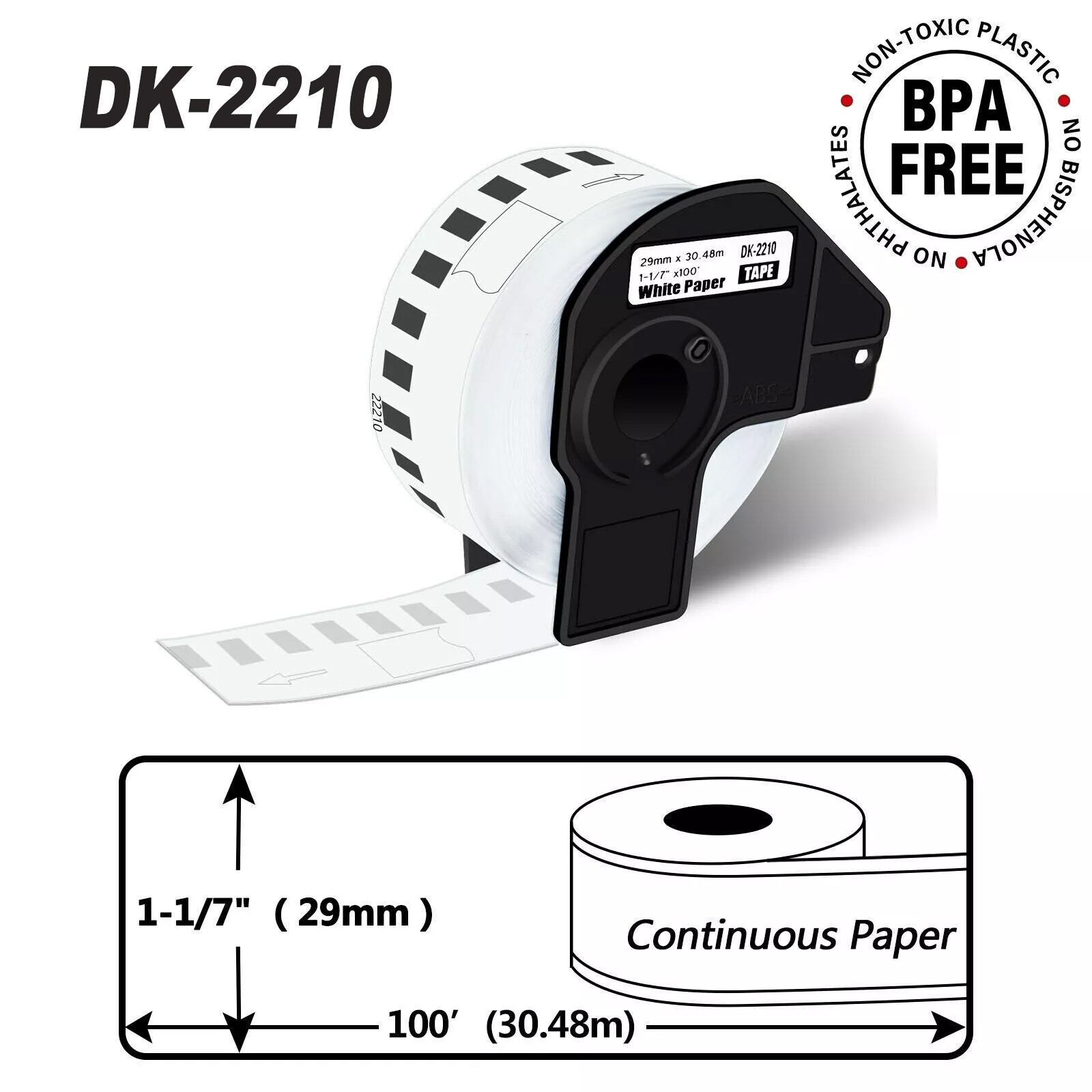 Compatible with Brother Labels DK-2205(62mm x 30.48m) DK-2210 DK-1241 DK-1201 Compatible with Brother Labels DK-2205(62mm x 30.48m) DK-2210 DK-1241 DK-1201