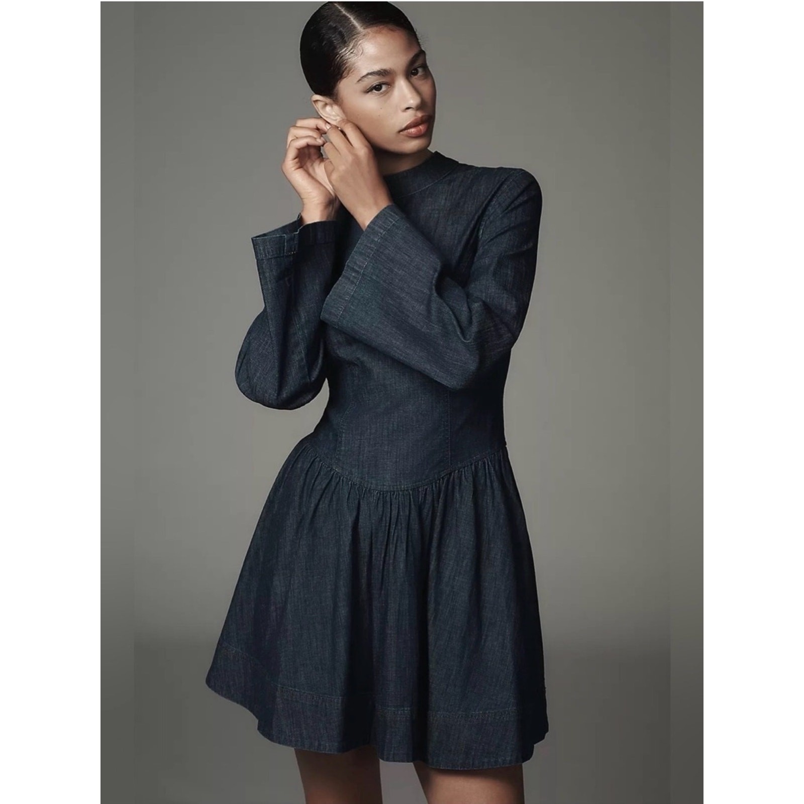 Anthropologie Porridge Denim drop waist dress sz M