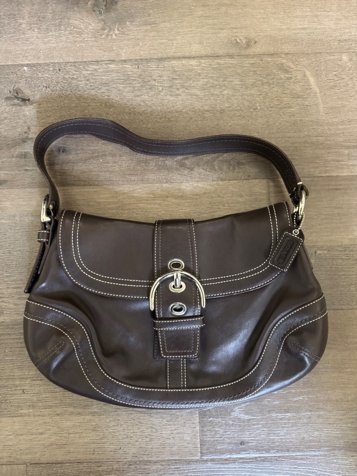 Vintage Coach F10910 Soho Brown Leather Buckle Shoulder Bag Y2K 2007 Excellent