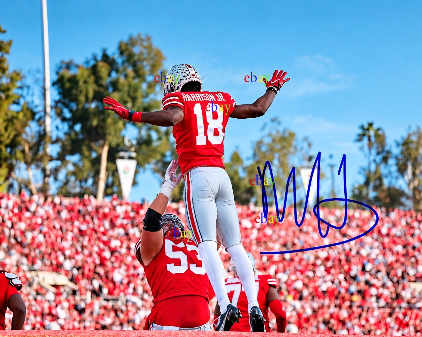OHIO STATE BUCKEYES MARVIN HARRISON JR. Signed Autographed 8x10 photo Reprint
