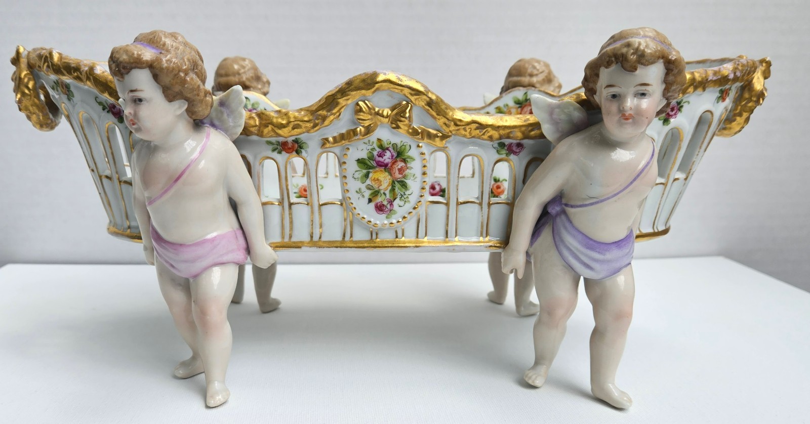 Large Antique Von Schierholz Cherub Centerpiece Bowl. 13 inches long, Mold #762 Large Antique Von Schierholz Cherub Centerpiece Bowl. 13 inches long, Mold #762