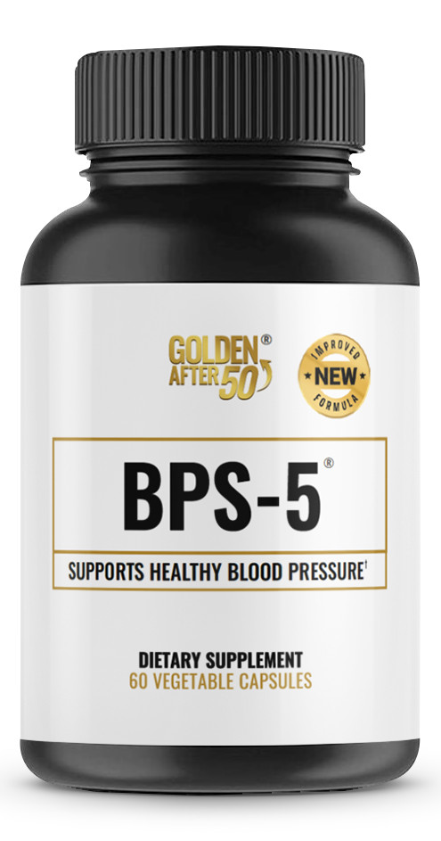 Golden After 50's BPS-5 formula supports healthy blood pressure. 1 Month Supply.