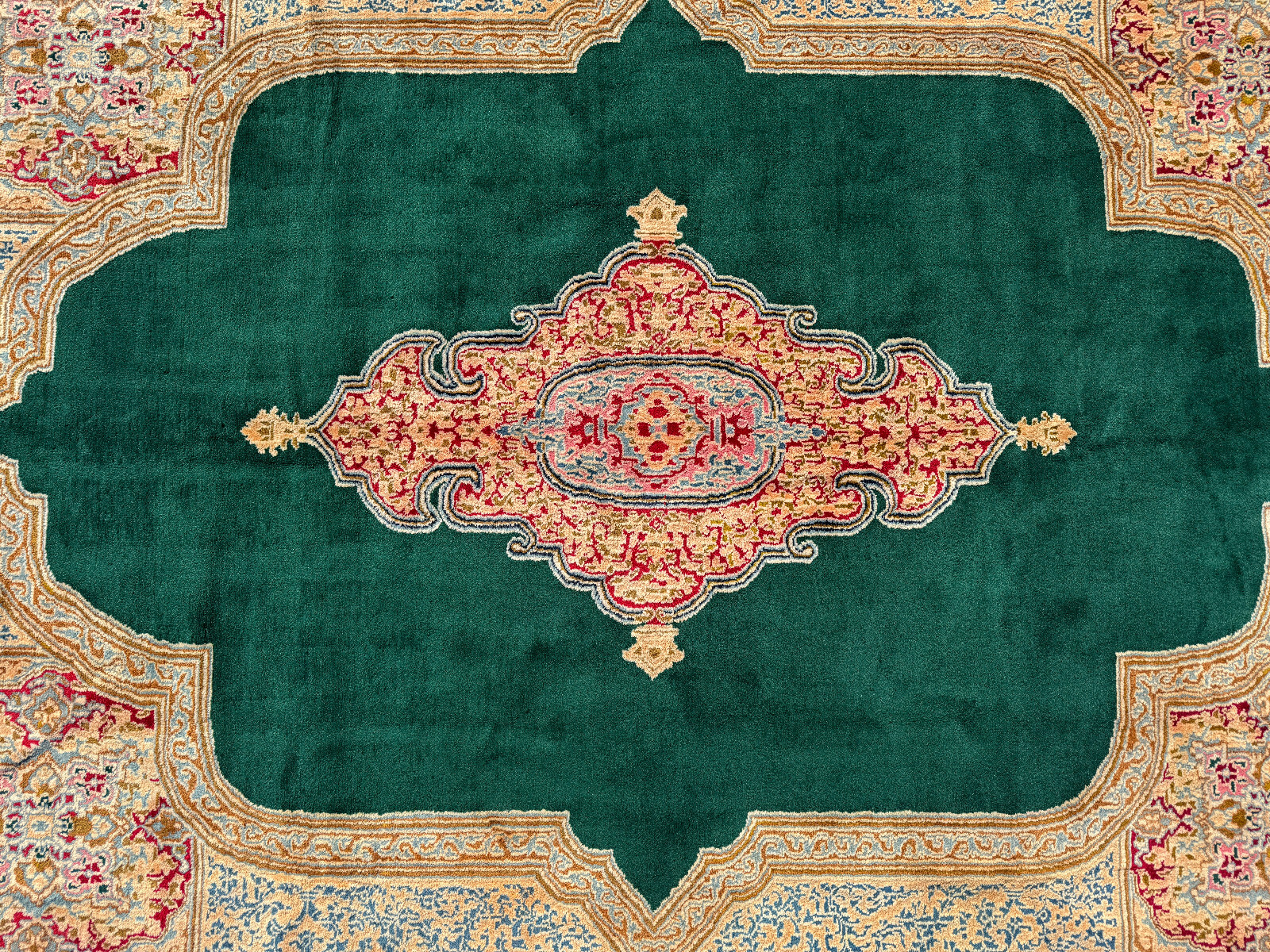 10x14 GREEN ANTIQUE RUG ORIENTAL HANDMADE VINTAGE hand-knotted fine emerald big