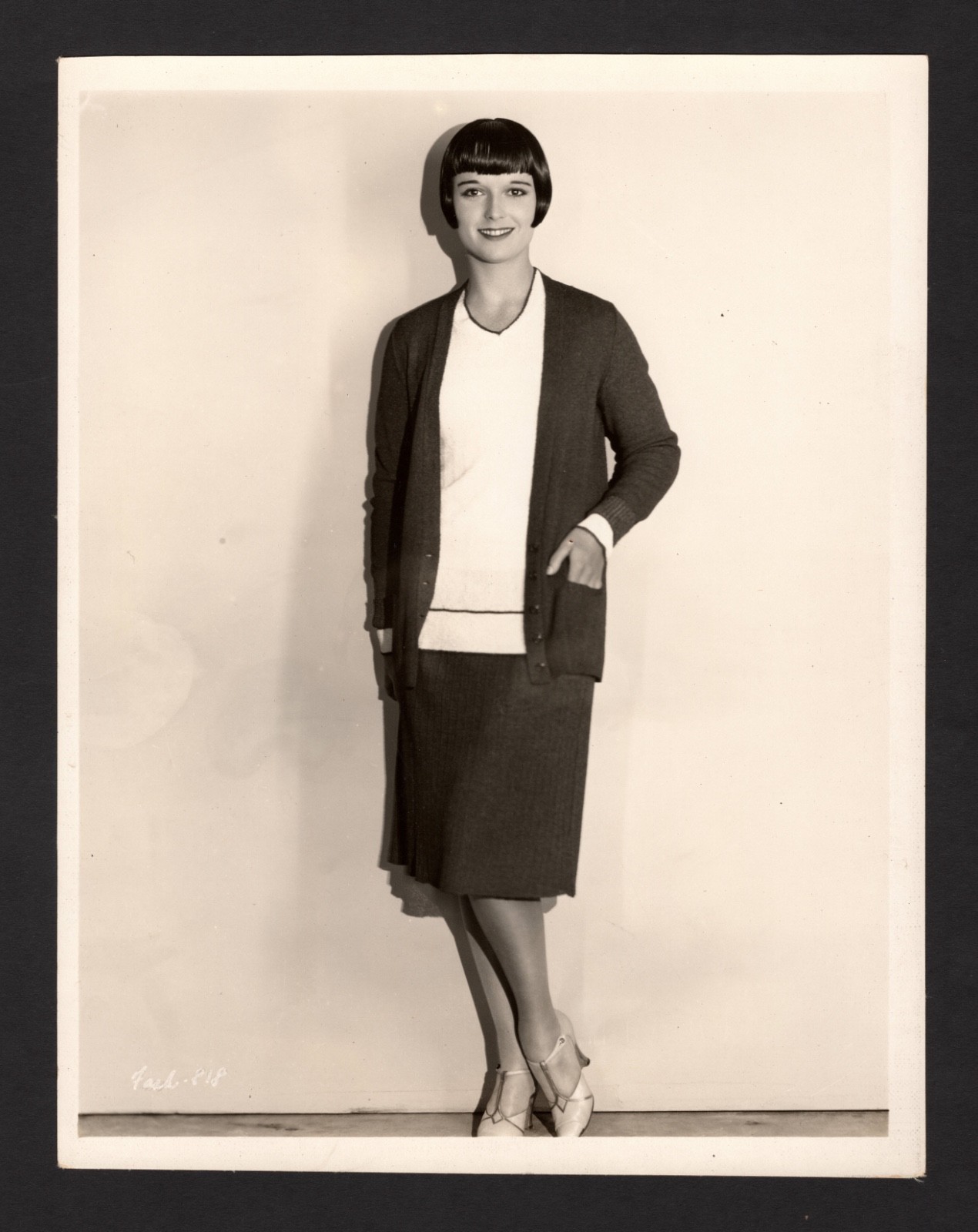 STUNNING RARE ORIGINAL C1920 LOUISE BROOKS KNIT SILK SUIT PARAMOUNT LINEN PHOTO