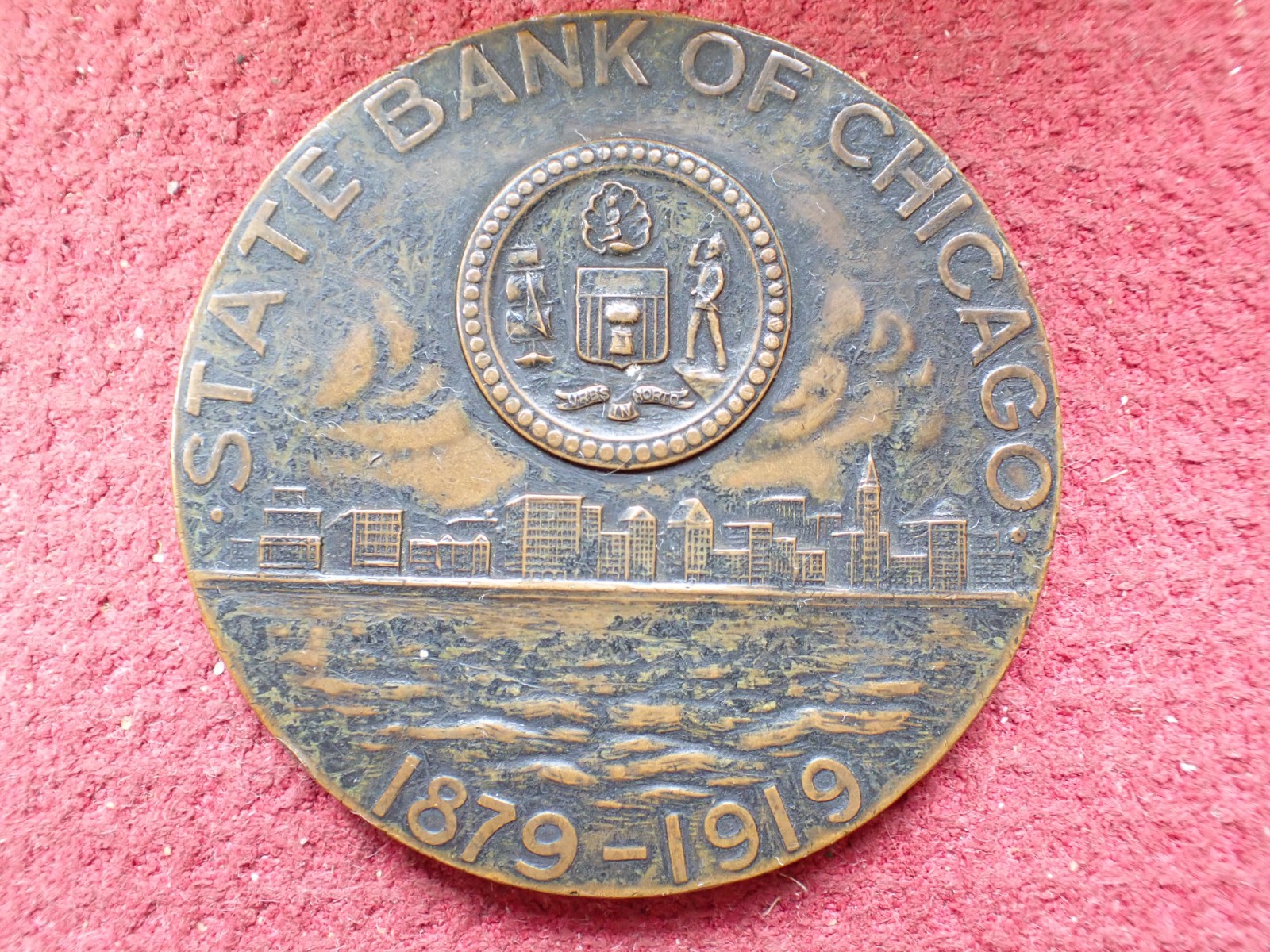 Antique 1919 Commemorative Bank of Chicago Bronze Medal Antique 1919 Commemorative Bank of Chicago Bronze Medal