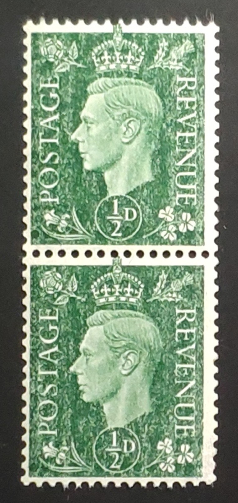 GB KGVI 1937 ERRORs STUNNING ½d coil pair: DRY PRINT & OFFSET on reverse. MUH.