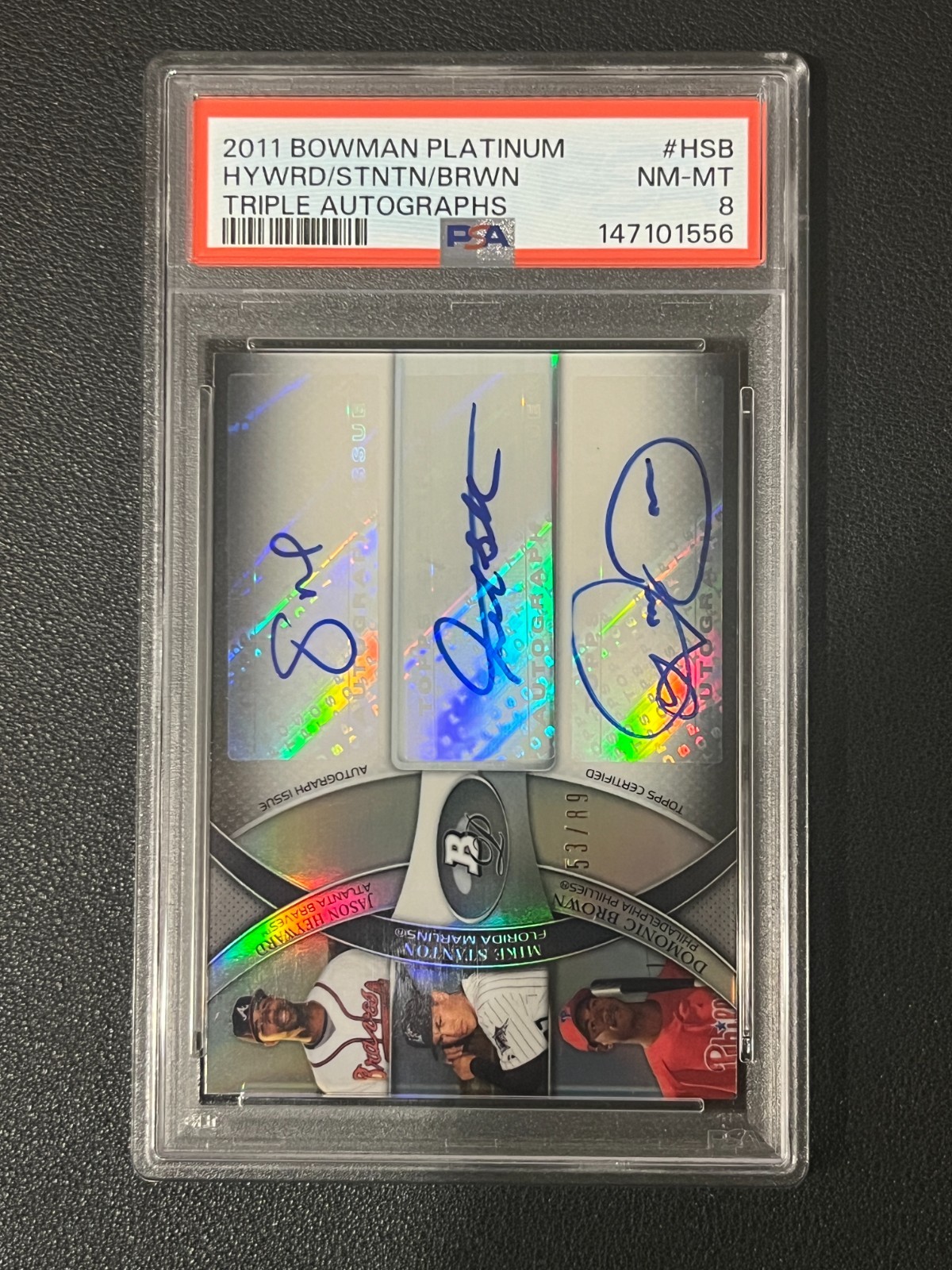 Heyward Stanton Brown 2011 Bowman Platinum Triple Auto Refractor /89 PSA 8 