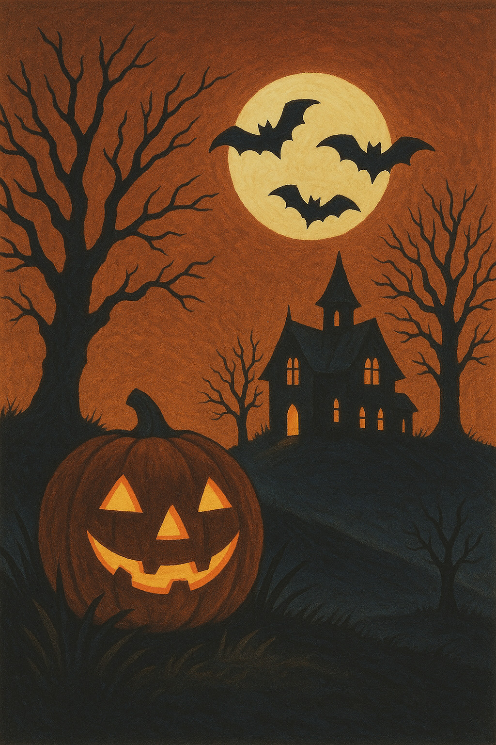 Halloween House Pumpkin POSTER 24 X 18 Inches Wall Art.  Autum