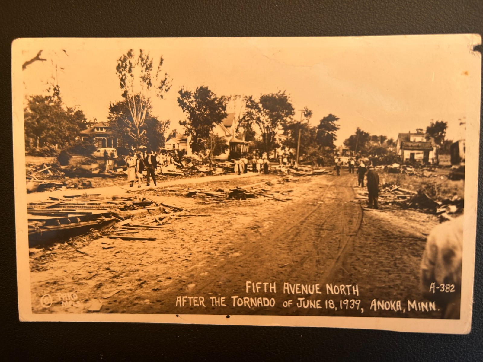 Tornado June 18, 1939.  Anoka, MN Vintage Real Photo POSTCARD