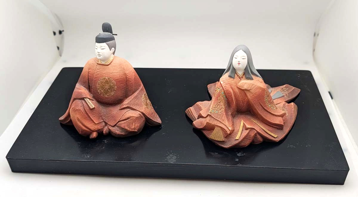 Vintage Signed Japanese Hakata Court Dolls (Emperor & Empress Pair) by Takashi