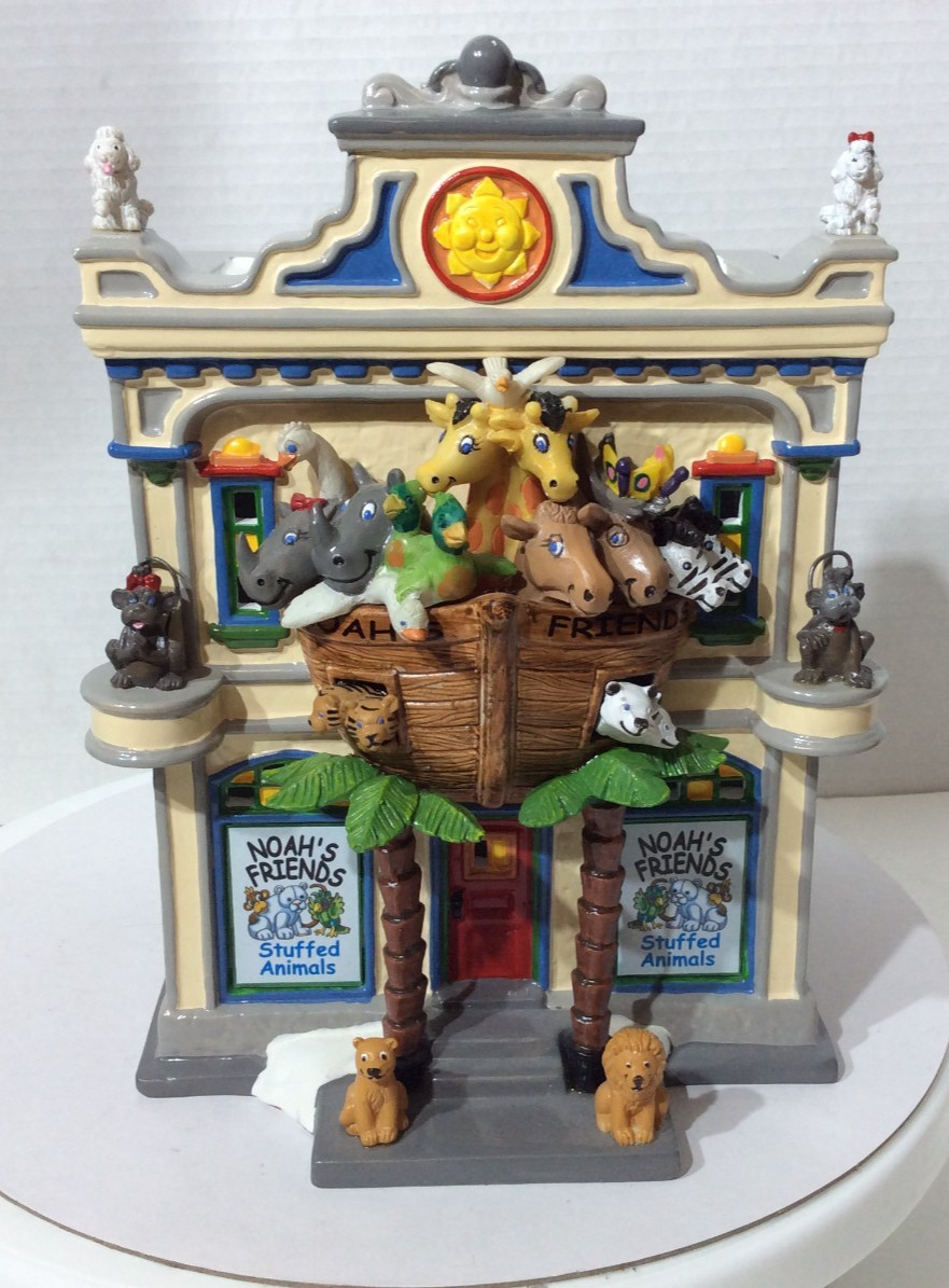 Dept 56 Hand Painted Electric Snow Village Noah\'s Stuffed Animals Shop