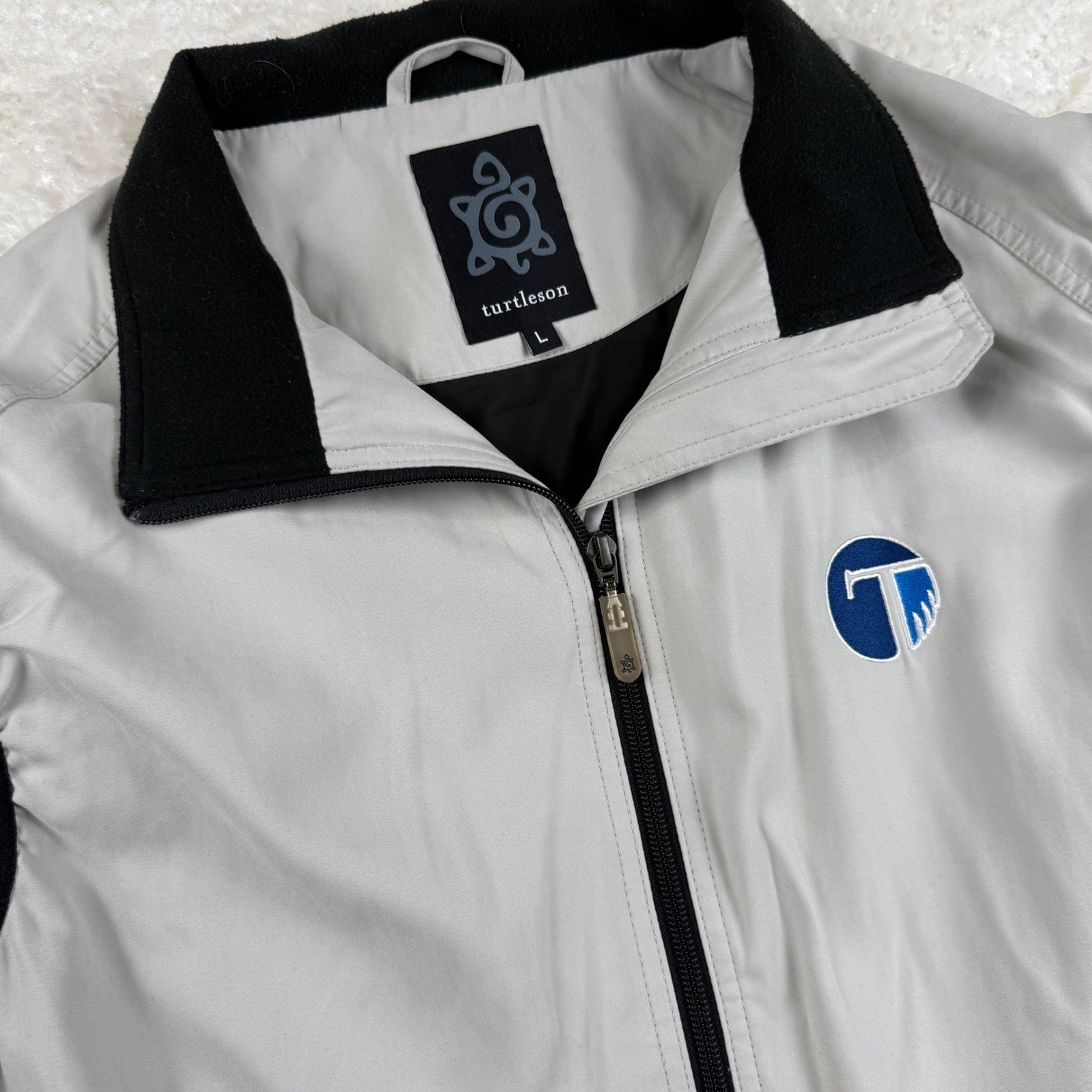 Turtleson Golf Vest Mens Large Stone Full Zip Fleece Back Sleeveless Performance Turtleson Golf Vest Mens Large Stone Full Zip Fleece Back Sleeveless Performance