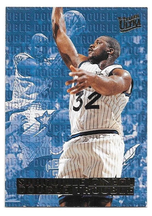 SHAQUILLE O\'NEAL 1995-96 FLEER ULTRA DOUBLE TROUBLE INSERT 6 MAGIC LA LAKERS SHAQUILLE O\'NEAL 1995-96 FLEER ULTRA DOUBLE TROUBLE INSERT 6 MAGIC LA LAKERS
