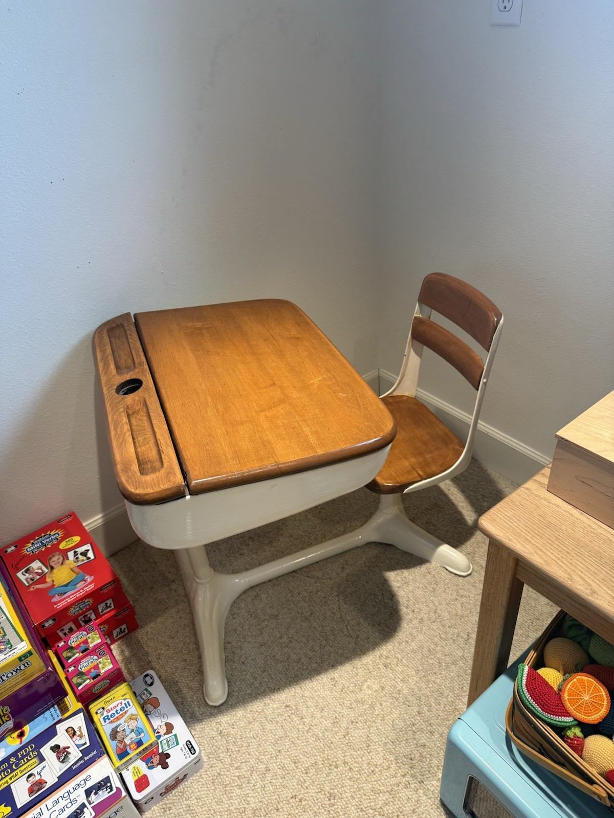 Antique child's desk 1930's-40's refinished exceptional beautiful homeschooling