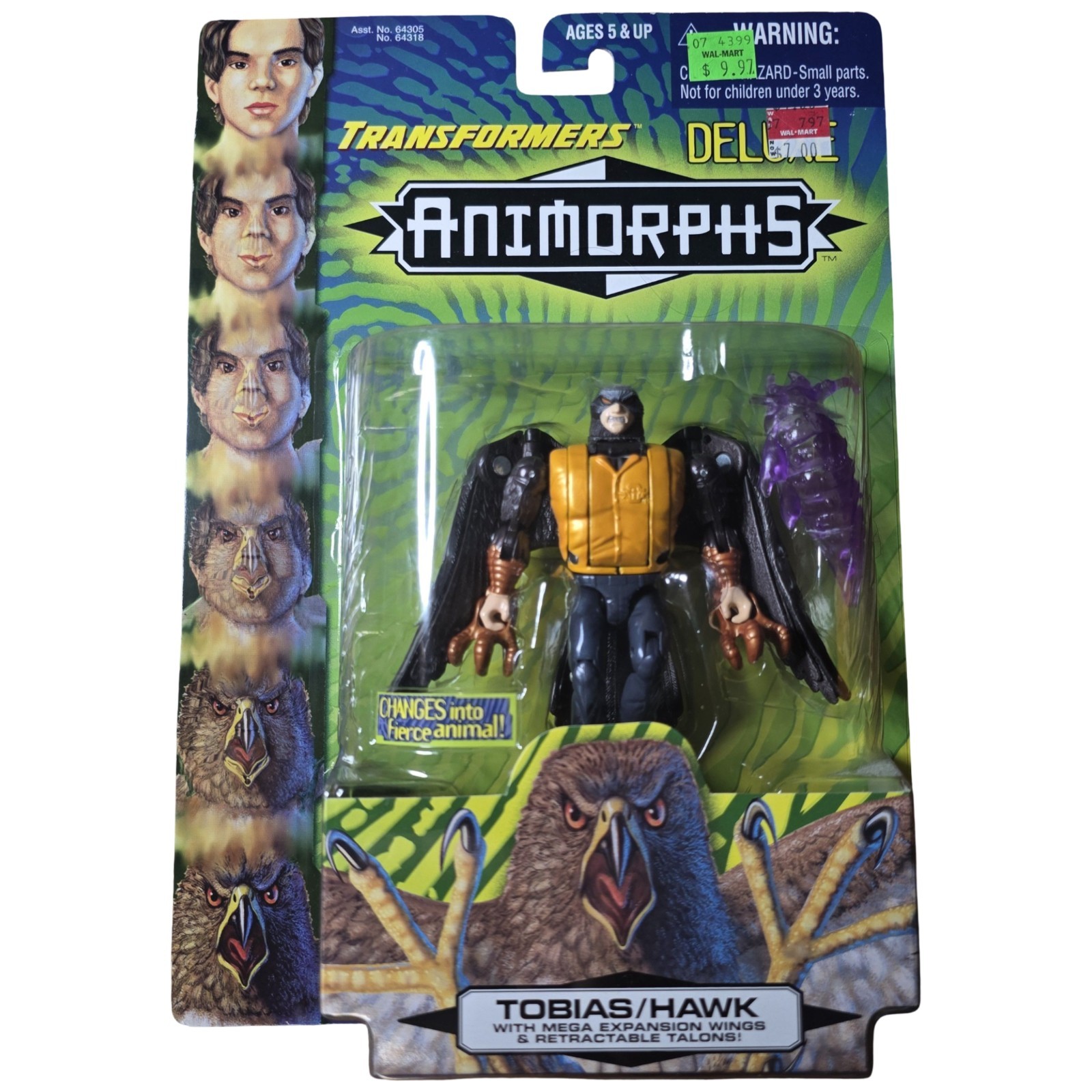 1998 Hasbro Transformers Animorphs Deluxe Tobias Hawk Sealed MOC Vintage