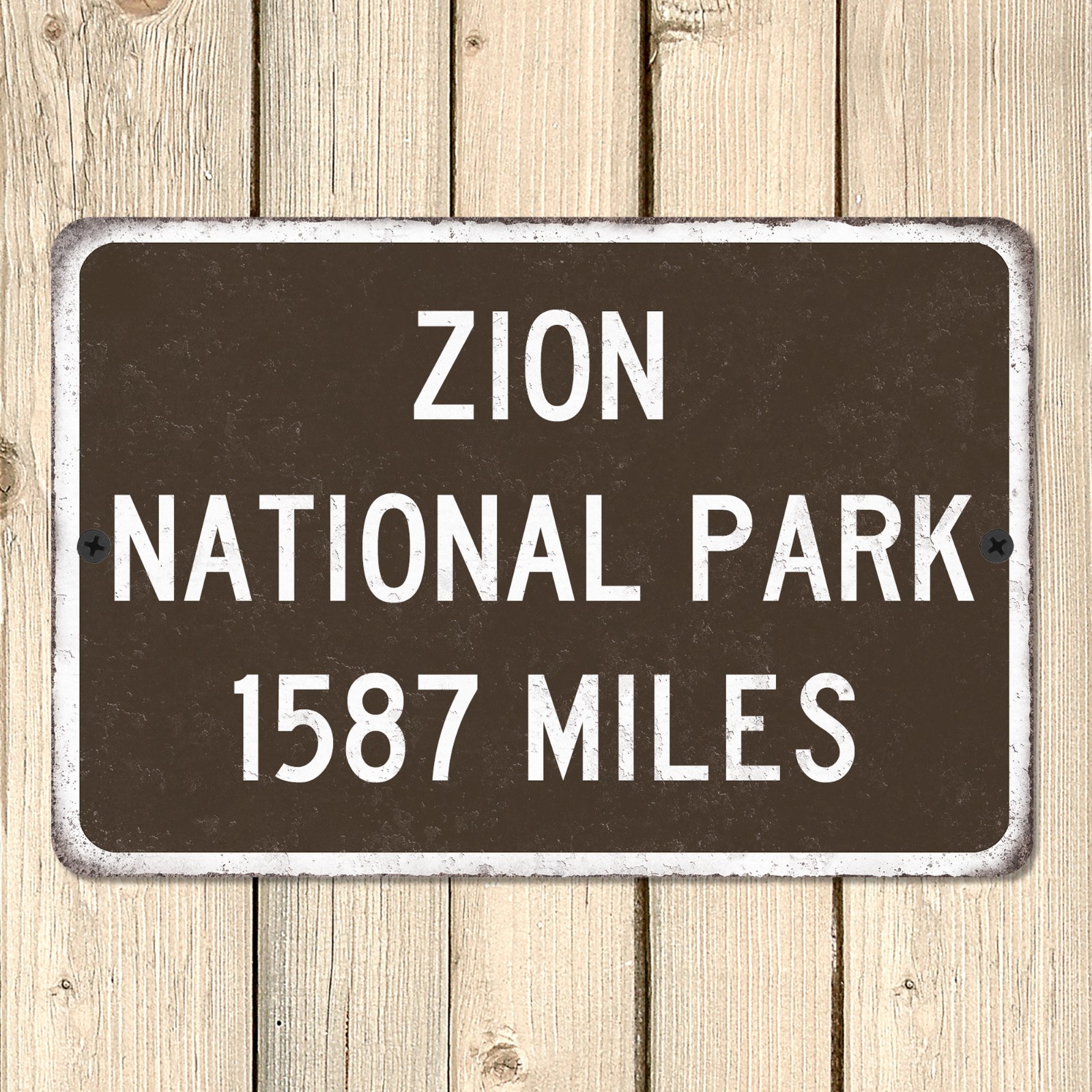 Custom Zion National Park Distance Road Sign Metal Utah Highway Mileage Sign