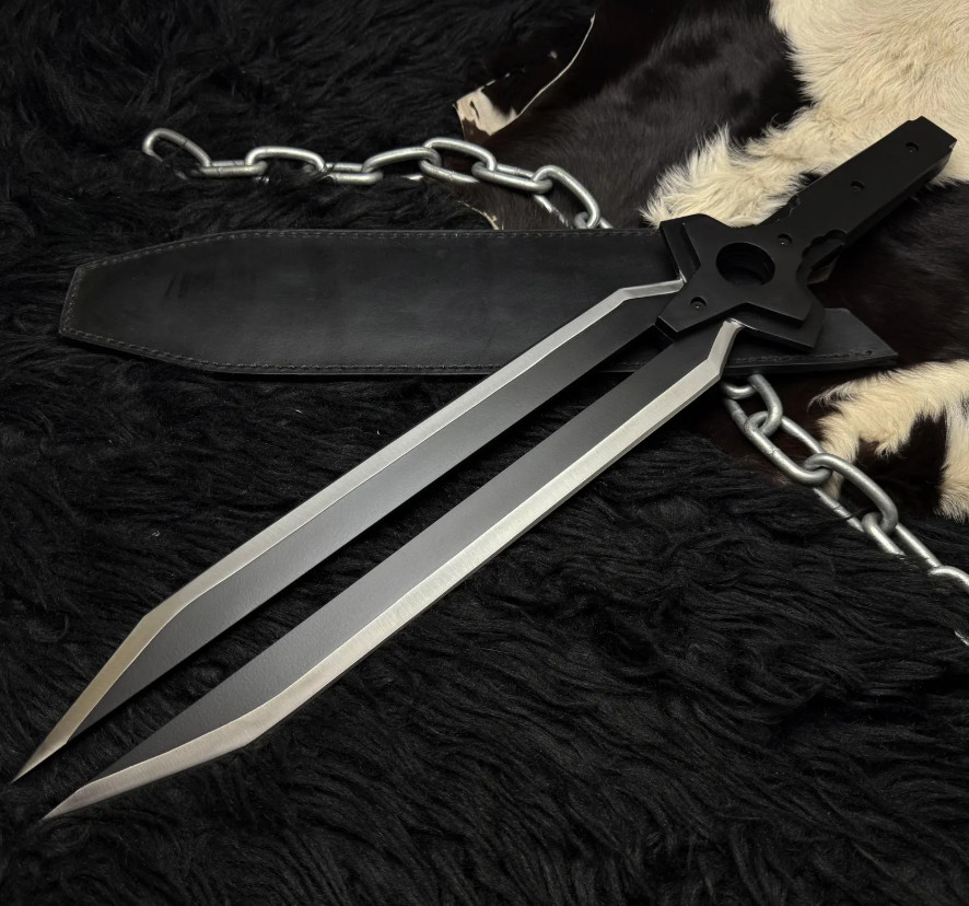Handmade Darker than Black Replica Knife | Anime Cosplay with Leather Sheath