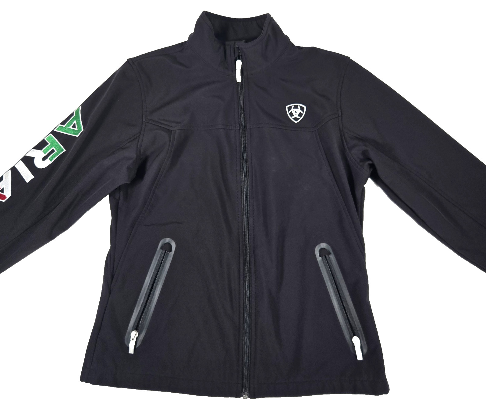 Ariat Tek Women\'s Team Mexico Softshell Jacket Size Medium Black NWOT