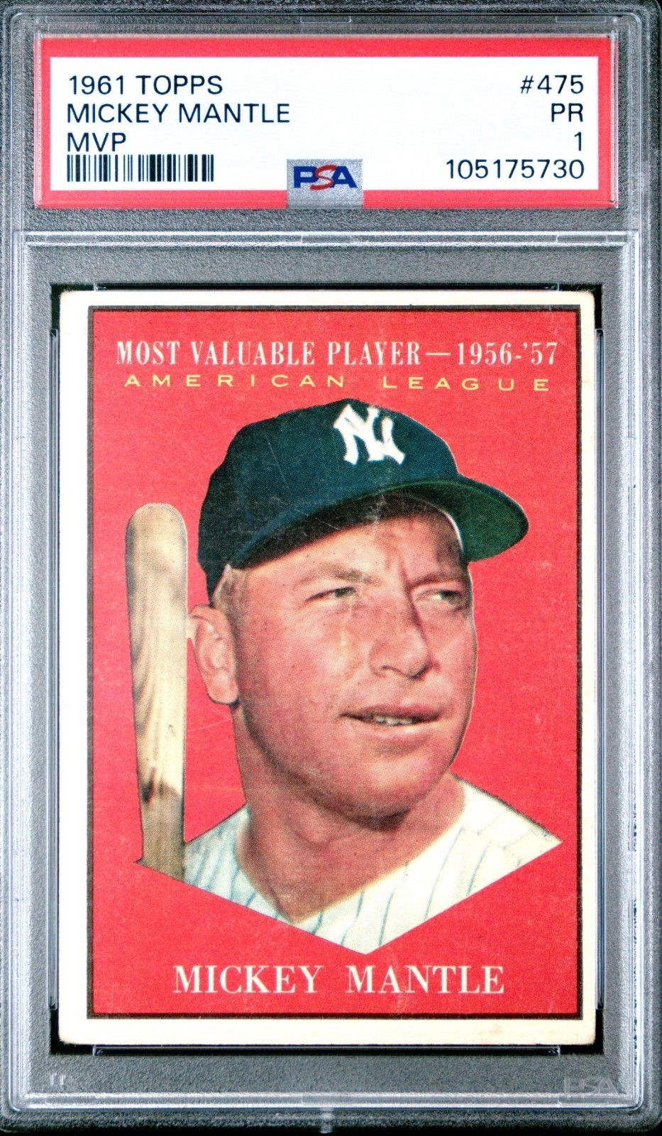 1961 Topps - Most Valuable Players Mickey Mantle #475 - PSA 1