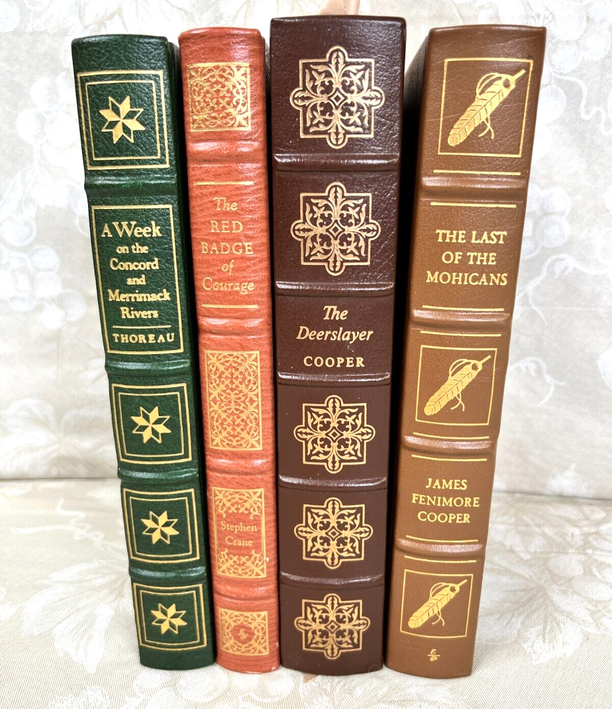 4 Easton Press Books, Limited Editions Leather Bound 24K Gold Gilt Deerslayer