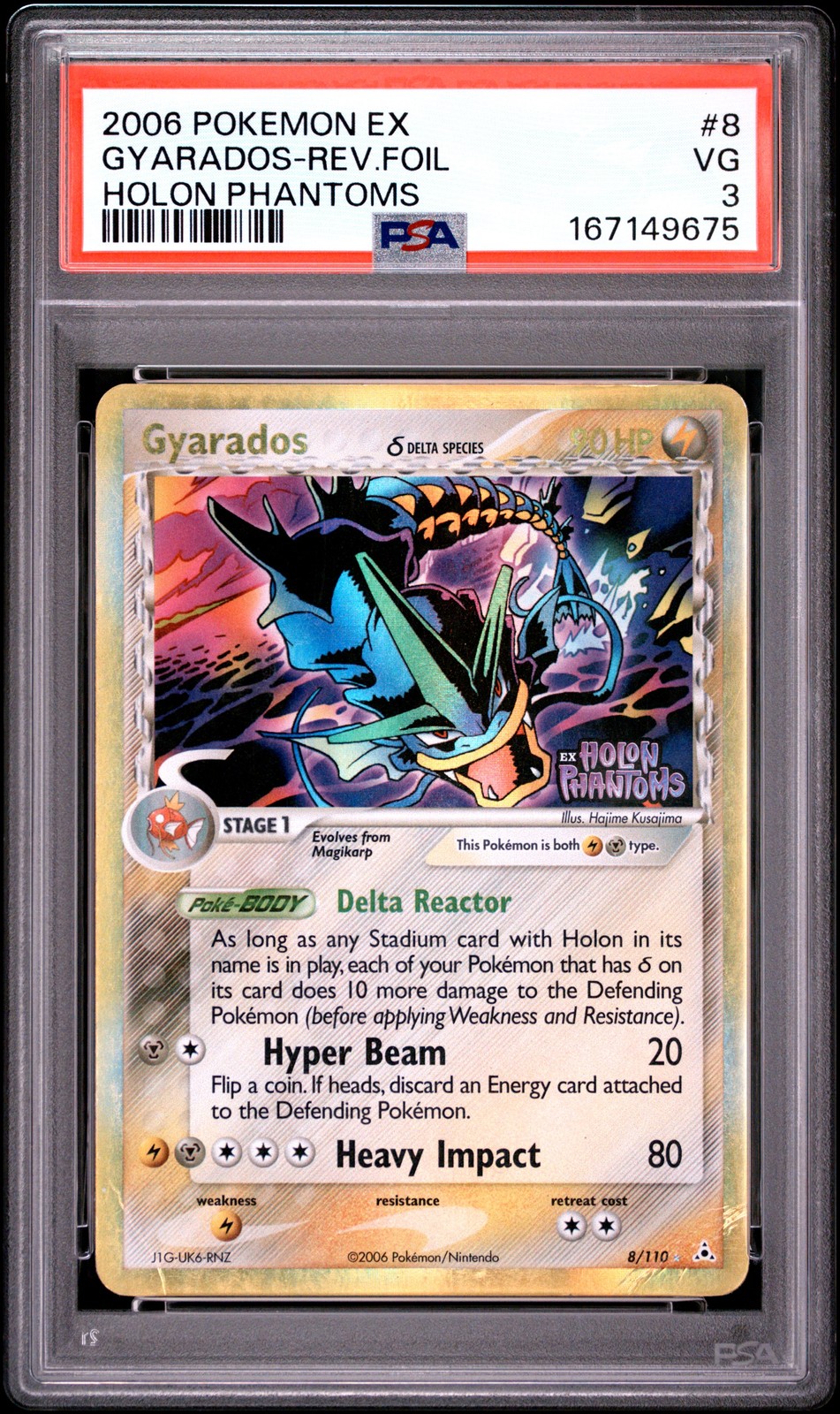 2006 Pokemon EX Holon Phantoms 8 Gyarados Delta Species Reverse Foil PSA 3 9675