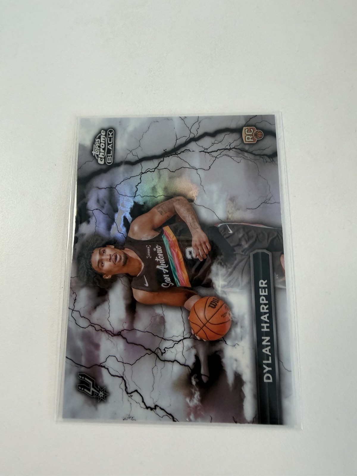 2024-25 Topps Chrome Black Dylan Harper Rookie SSP Black Lightning BL-17 