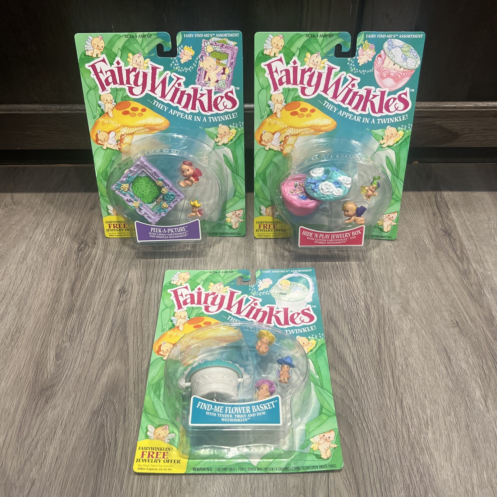 Kenner 1993 Fairywinkles Collection Of 3 Jewelry Box, Flower Basket ,Picture Kenner 1993 Fairywinkles Collection Of 3 Jewelry Box, Flower Basket ,Picture