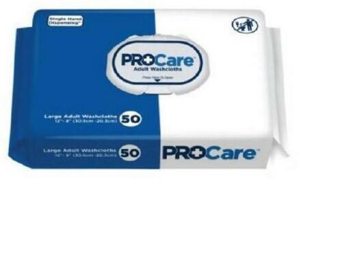 PROCARE ADULT DISPOSABLE BATH WASHCLOTHS WIPES 12 PK/50 600/CASE PROCARE ADULT DISPOSABLE BATH WASHCLOTHS WIPES 12 PK/50 600/CASE