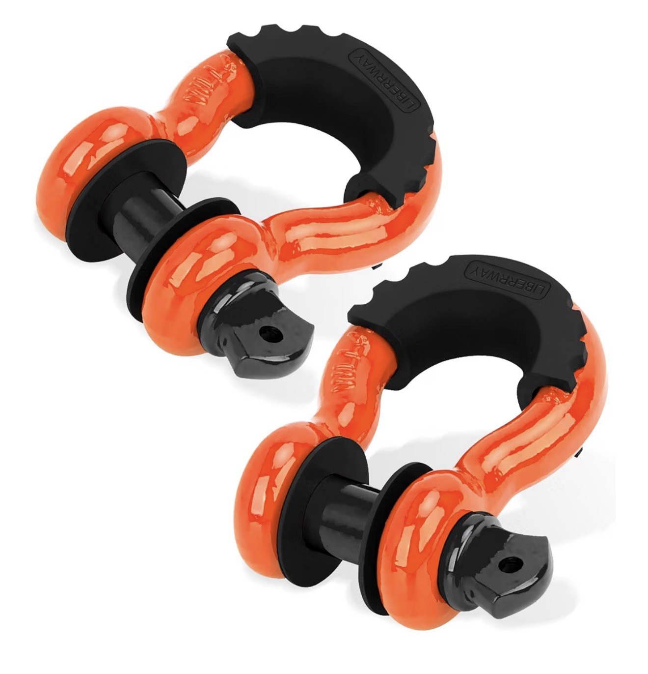 3/4” D Ring Shackles 2 Pack 57000LBS Heavy Duty Off Road Recovery Orange