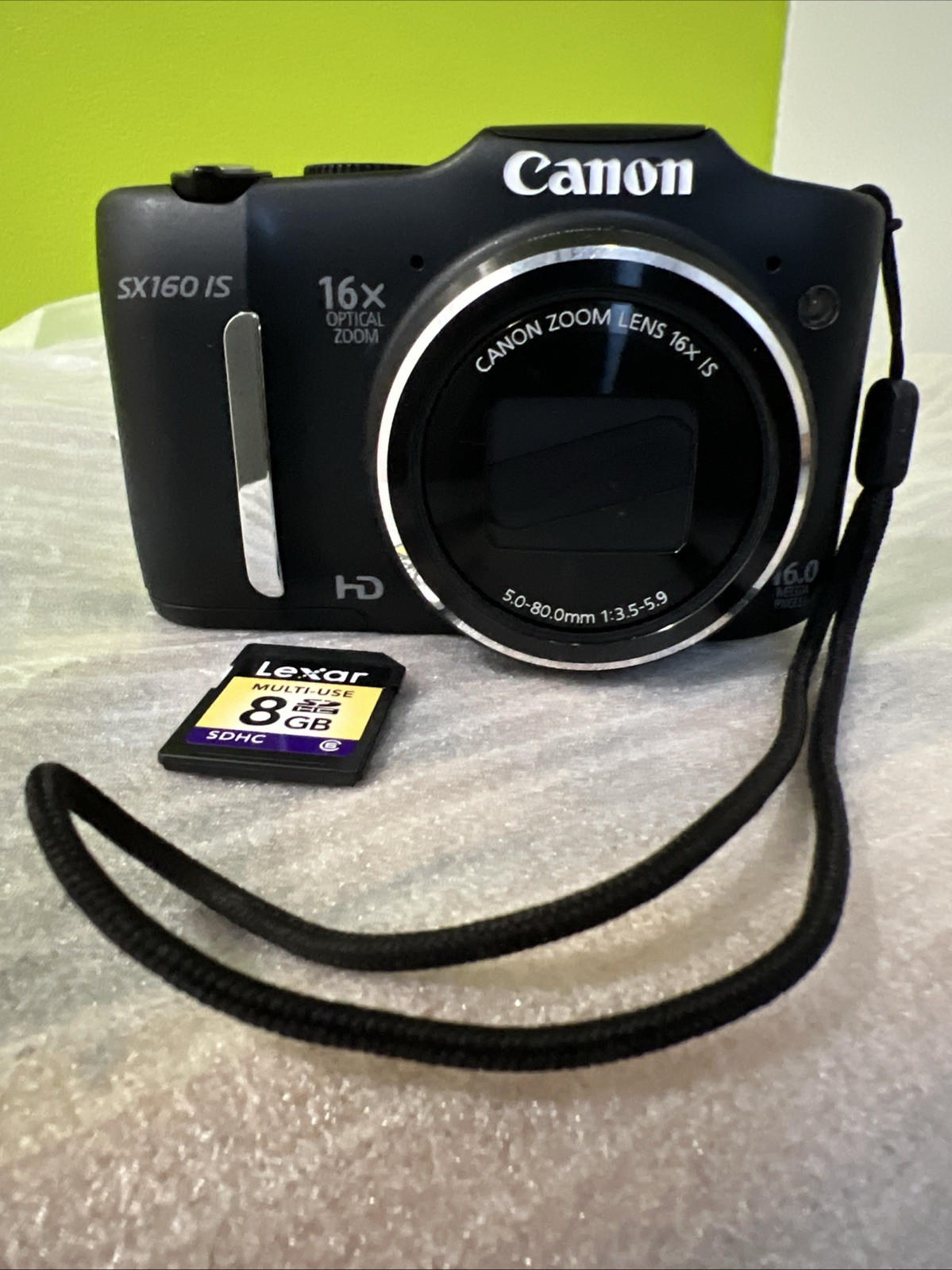 Canon PowerShot SX160 IS Digital Camera 16.0MP Black 16x Zoom + SD Card Canon PowerShot SX160 IS Digital Camera 16.0MP Black 16x Zoom + SD Card