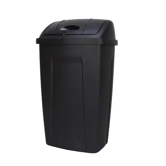 Mainstays Kitchen Trash Can, 13 Gallon Plastic Garbage Bin with Swing Top Lid
