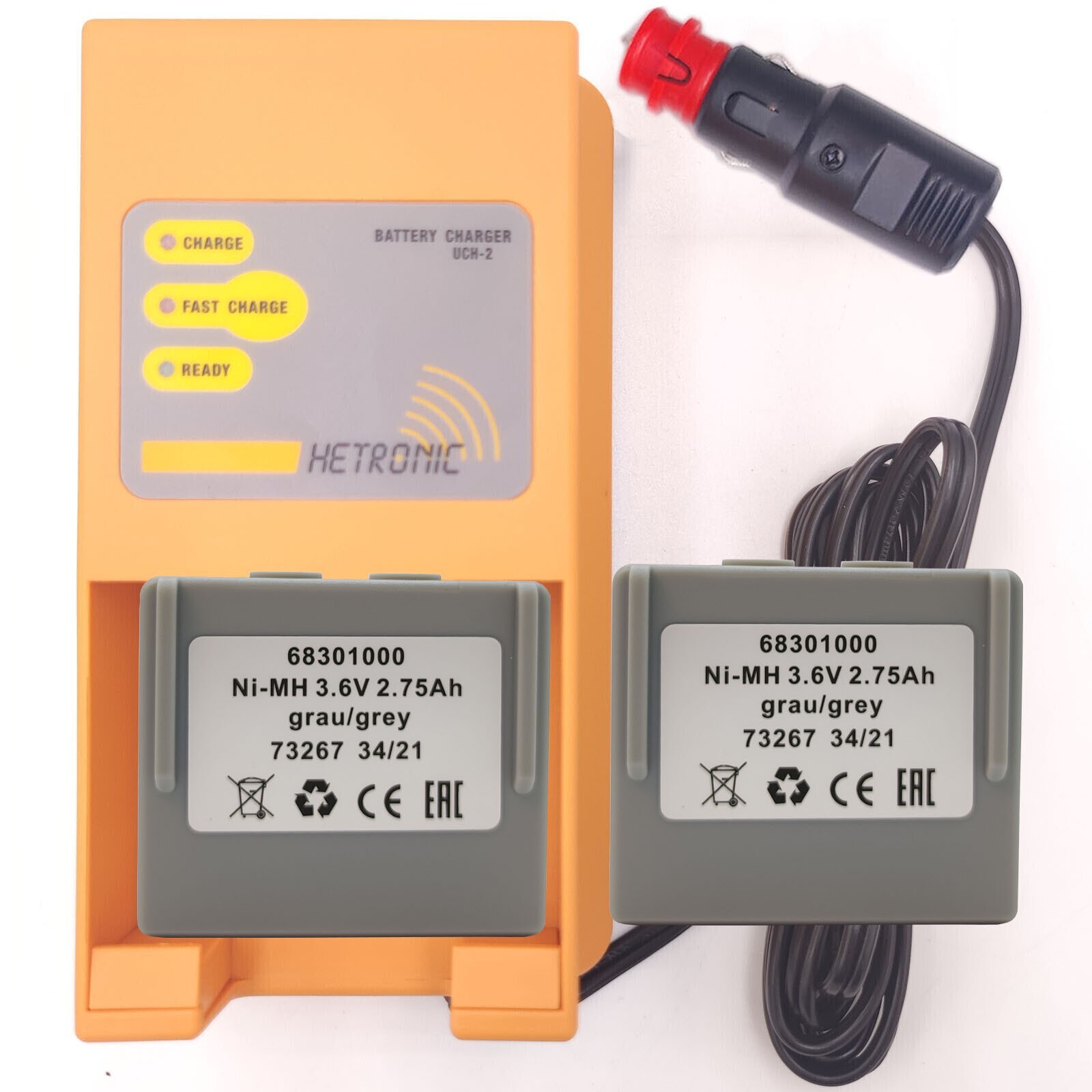 2pcs 3.6V 68301000 2750mAh Battery replace for 68300900 with 1Pcs UCH-2 Charger