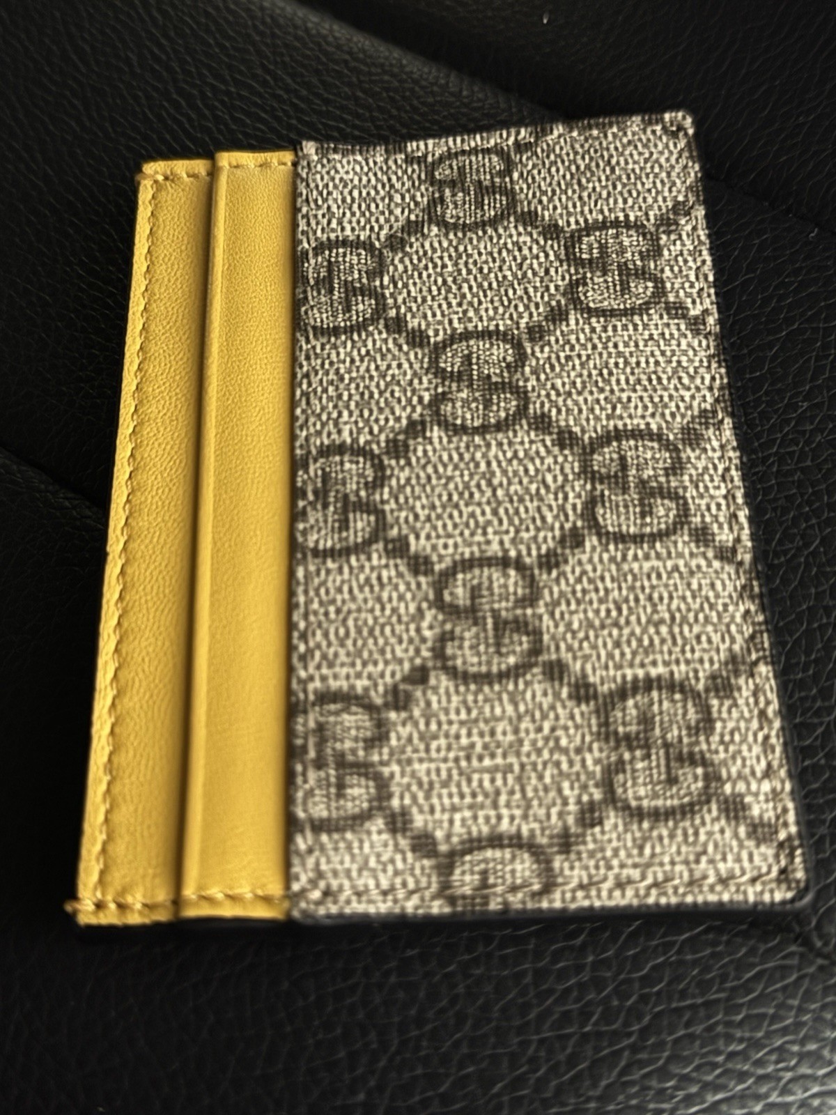 Gucci, supreme canvas card case yellow with COA