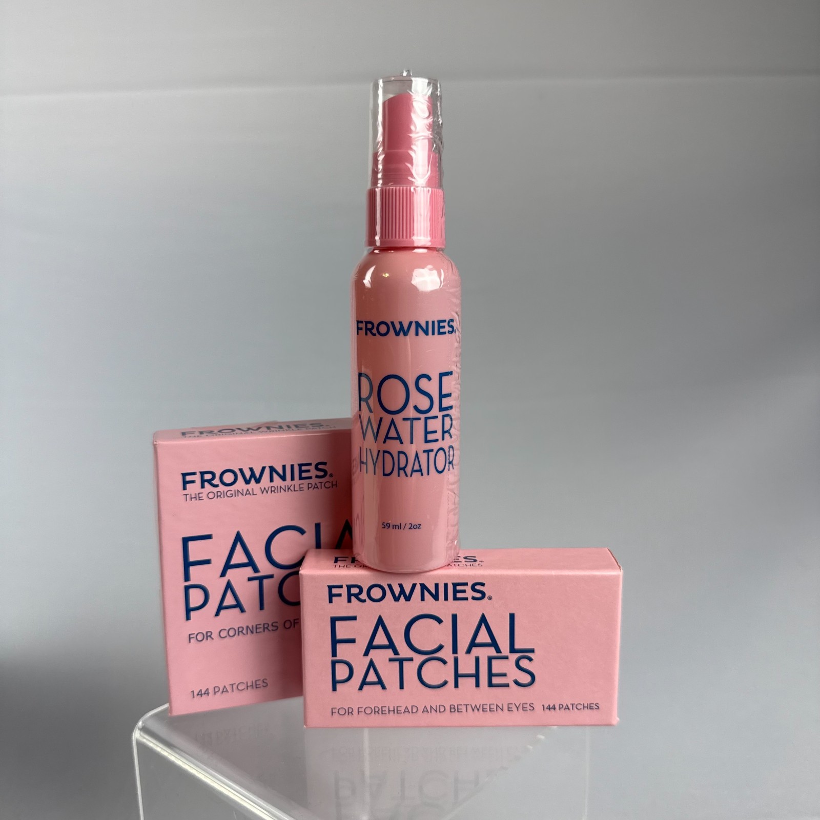 Frownies Facial Patches Starter Kit 288 Patches + Rose Water Hydrator 2oz NEW