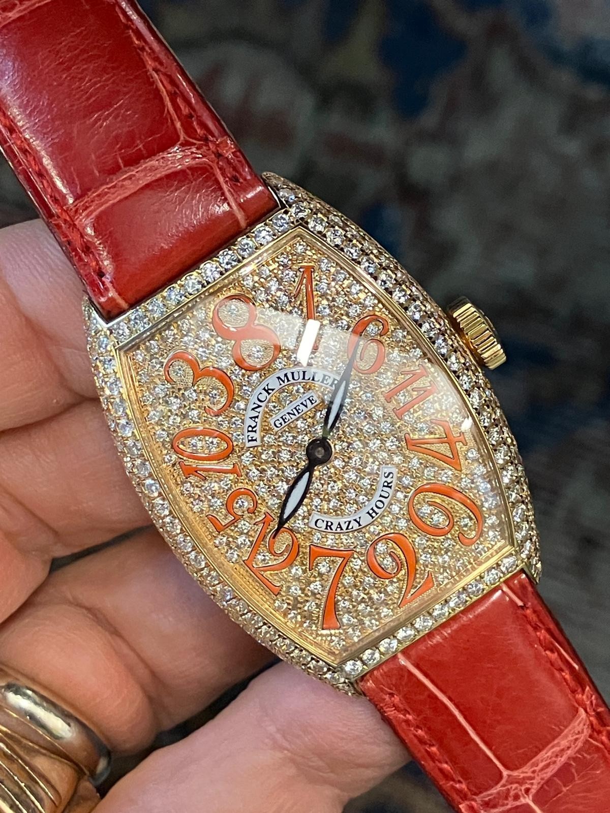 Franck Muller Crazy Hours full pave diamond NOS condition full set
