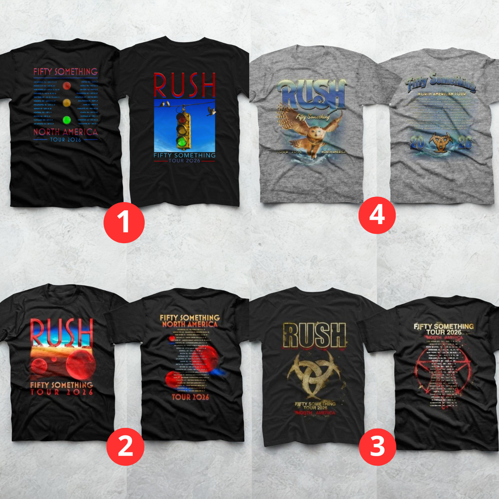 Rush Fifty Something Tour 2026 North America Classic Rock Concert Tee