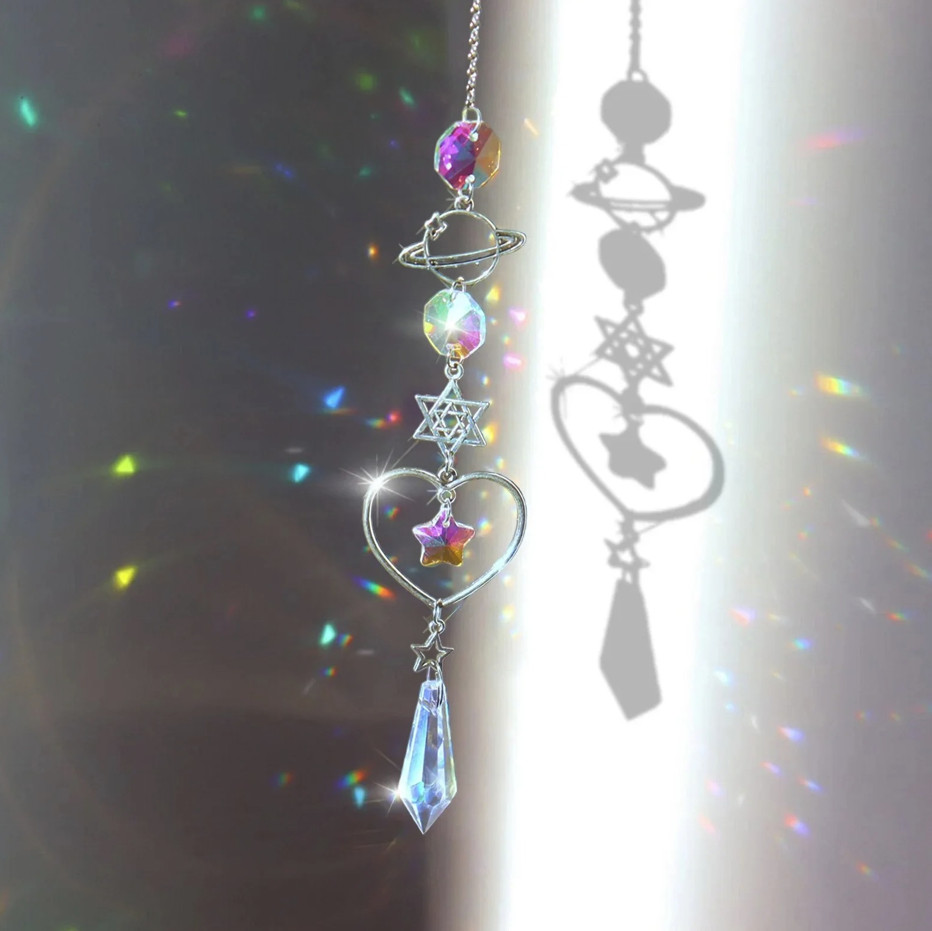 Crystal Rainbow Sun Catcher Wind Chime – Dream Catcher Pendant Home Garden Decor