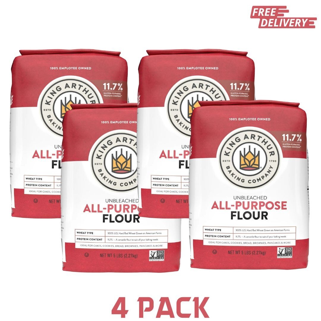 King Arthur All-Purpose Flour Unbleached 5 LB, 4 Bags