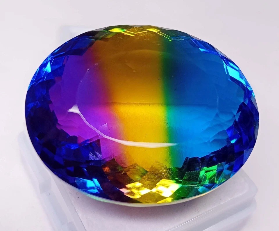 Bi-Colour 86-88 Ct Oval Cut Tourmaline Natural Certified Loose Gemstone KH443