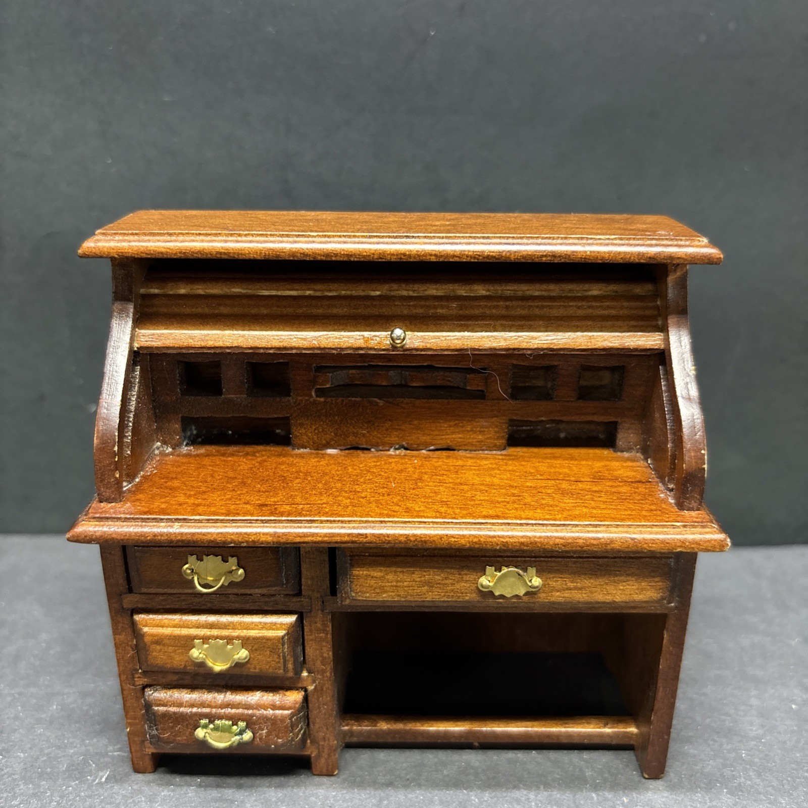 Miniature Dollhouse Vintage 1970s Roll Top Desk