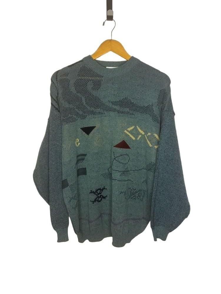 Mark Adam Vintage Knit Sweater XL 56/58 Blue Graphic