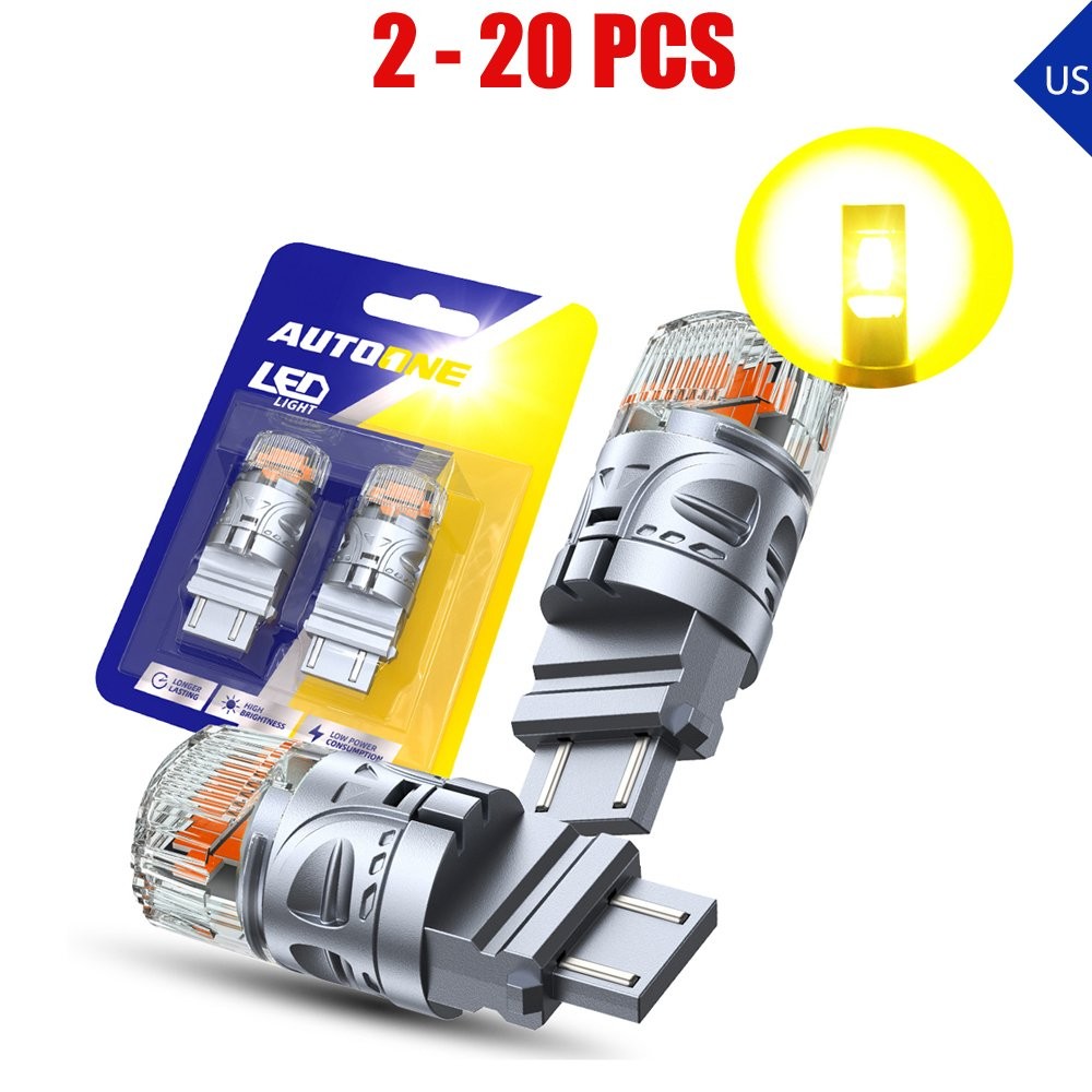2-20X AUXITO 3157 3156 Amber Lamp LED Bulb Turn Tail Signal Light SMD Silver BRS