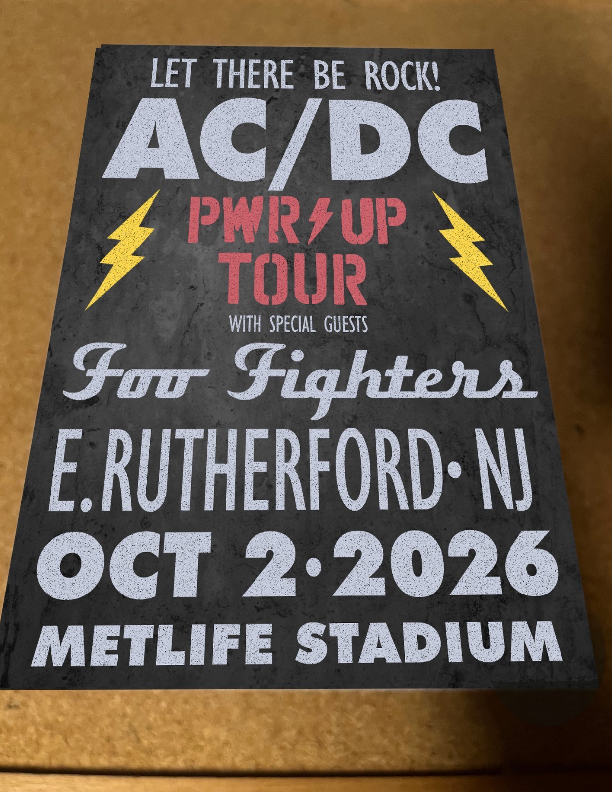AC/DC October 2026 PWR UP Tour Foo Fighters E. Rutherford Promo Cardstock Poster AC/DC October 2026 PWR UP Tour Foo Fighters E. Rutherford Promo Cardstock Poster