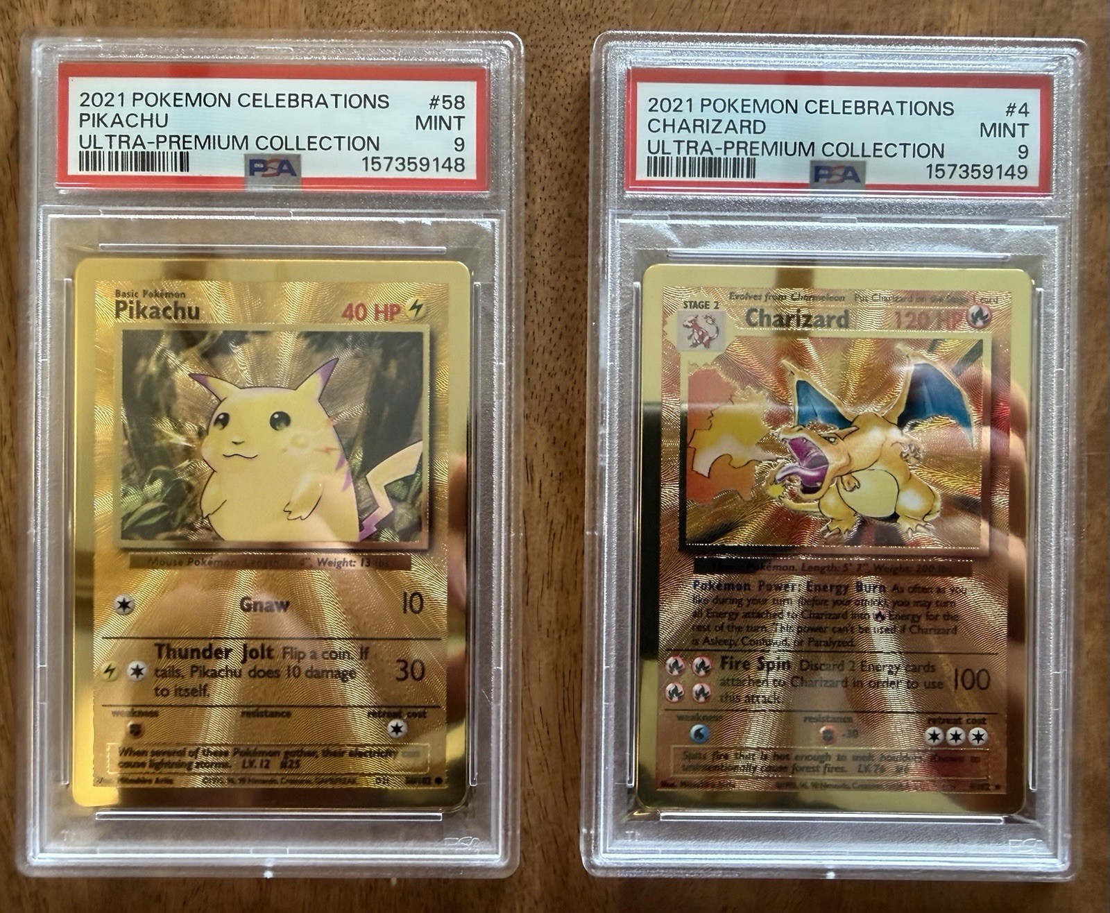 DEFECTIVE SEQUENTIAL PSA 9 SET Celebrations UPC Charizard 4  Pikachu 58  G3D